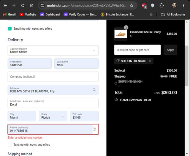 Mohinders checkout page showing Mohinders promo code box | Screenshot taken by SimplyCodes community member on Apr 11, 2024