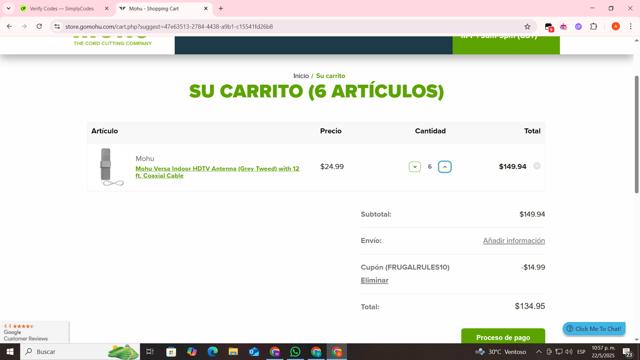 Mohu checkout page showing Mohu promo code box | Screenshot taken by SimplyCodes community member on May 23, 2025