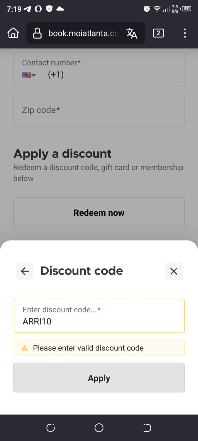 Museum of Illusions Atlanta promo code screenshot showing code ARRI10 applied at Museum of Illusions Atlanta checkout page. Uploaded by SimplyCodes community member CobrandoVenganza on Mar 21, 2025