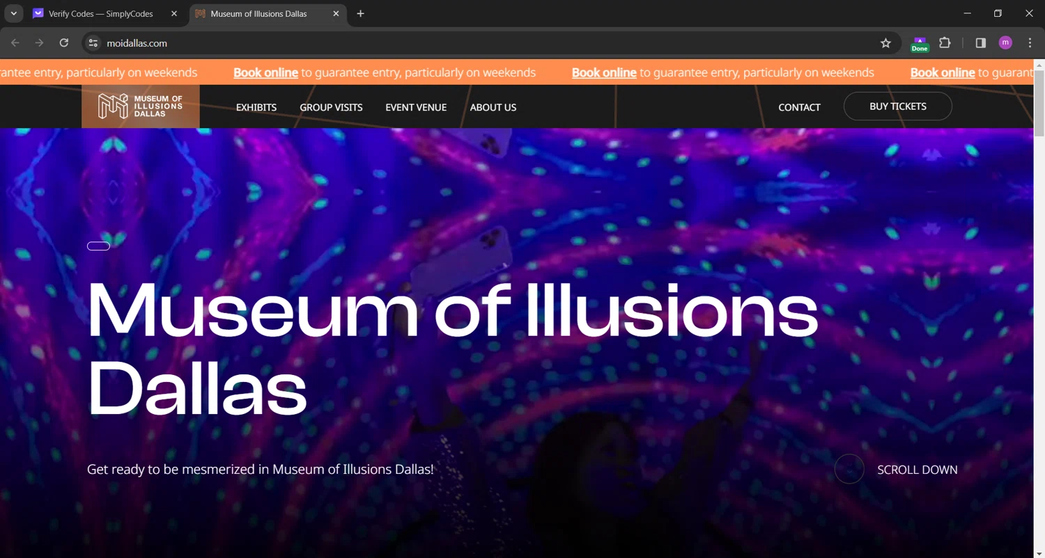 Dallas Museum of Illusions checkout page showing Dallas Museum of Illusions promo code box | Screenshot taken by SimplyCodes community member on Jan 2, 2024