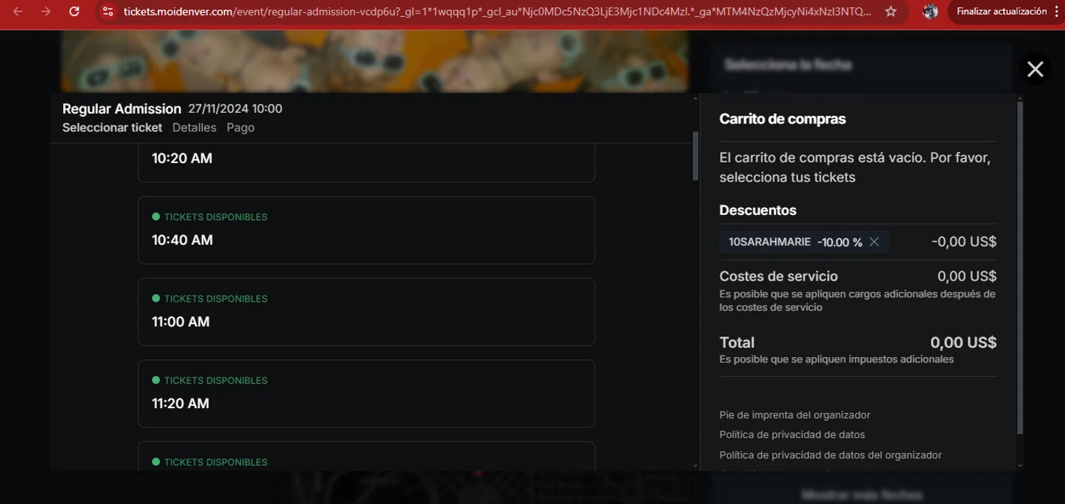 Museum of Illusions Denver checkout page showing Museum of Illusions Denver promo code box | Screenshot taken by SimplyCodes community member on Nov 25, 2024
