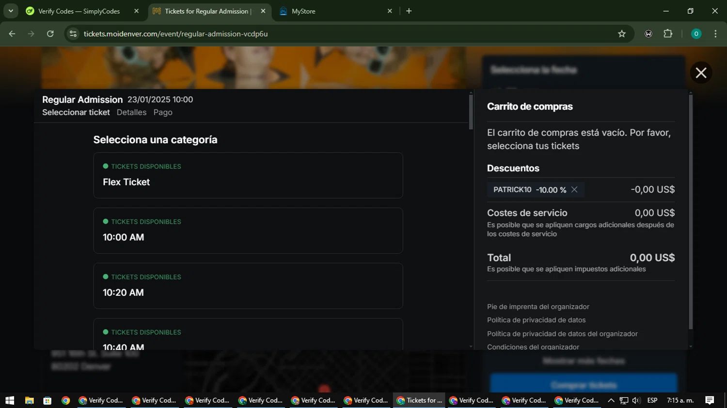 Museum of Illusions Denver checkout page showing Museum of Illusions Denver promo code box | Screenshot taken by SimplyCodes community member on Jan 22, 2025