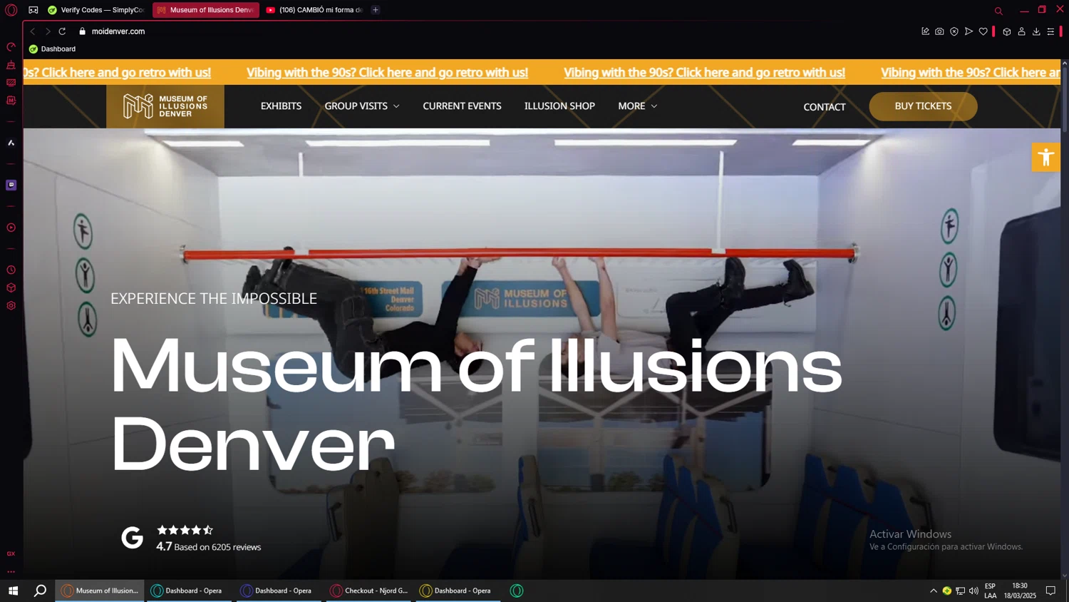 Museum of Illusions Denver promo code screenshot showing code KATIE10 applied at Museum of Illusions Denver checkout page. Uploaded by SimplyCodes community member MoneyMonarch9272 on Mar 18, 2025