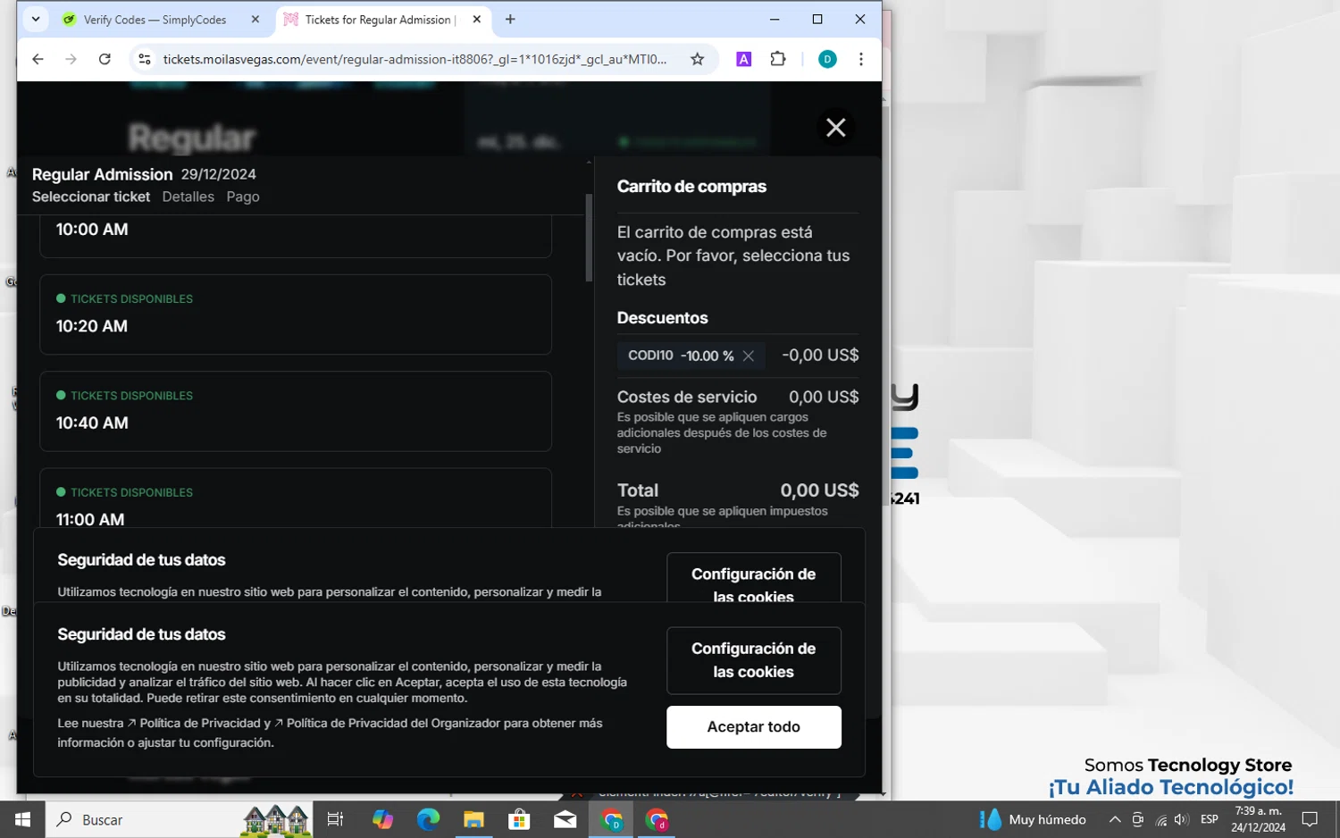 Museum of Illusions Las Vegas checkout page showing Museum of Illusions Las Vegas promo code box | Screenshot taken by SimplyCodes community member on Dec 24, 2024