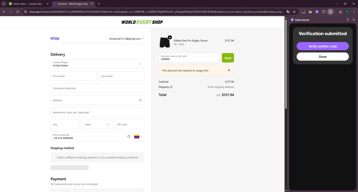 Mojo discount code screenshot showing code hailiebarber applied at Mojo checkout page. Uploaded by SimplyCodes community member manuelchirinos2 on Dec 11, 2025