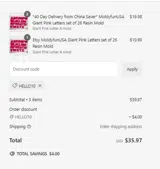 HELLO10 coupon verification screenshot