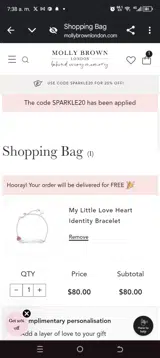 SPARKLE20 coupon verification screenshot