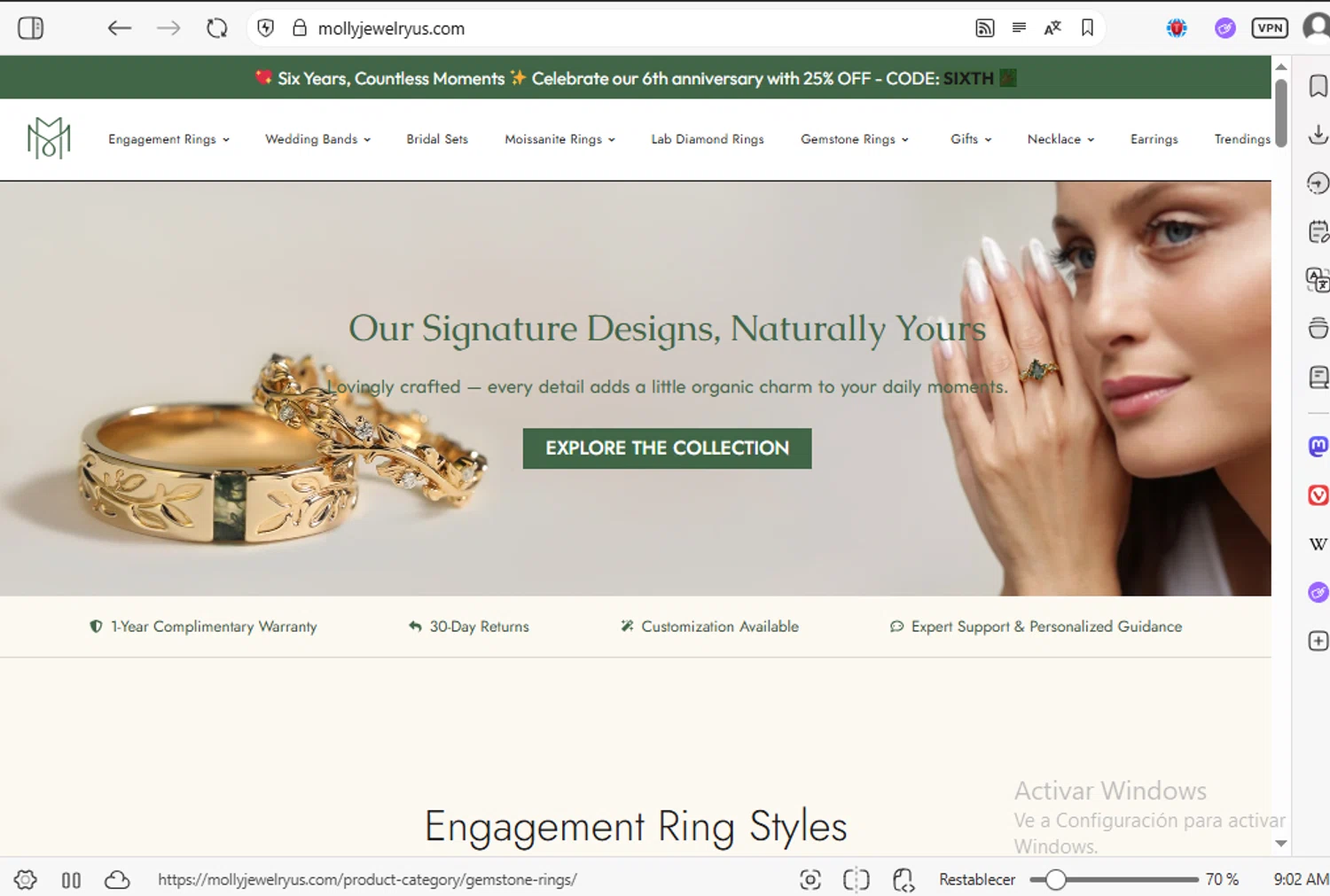 MollyJewelryUS coupon code screenshot showing code SIXTH applied at MollyJewelryUS checkout page. Uploaded by SimplyCodes community member luissilva2 on Jul 3, 2025
