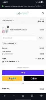 LUCKWINNER coupon verification screenshot