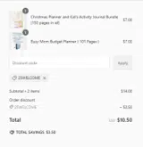 25WELCOME coupon verification screenshot