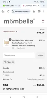FRAN coupon verification screenshot