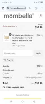 PLM coupon verification screenshot