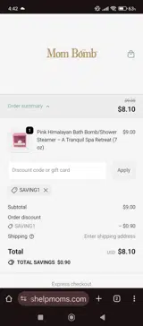SAVING1 coupon verification screenshot