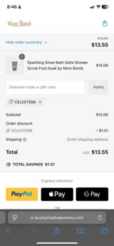 Celeste66 coupon verification screenshot