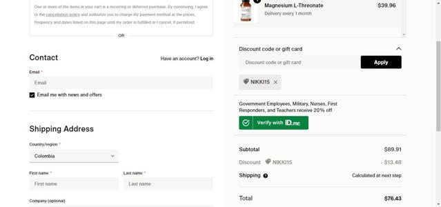 Momentous checkout page showing Momentous discount code box | Screenshot taken by SimplyCodes community member on Apr 4, 2024