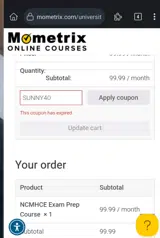 SUNNY40 coupon verification screenshot
