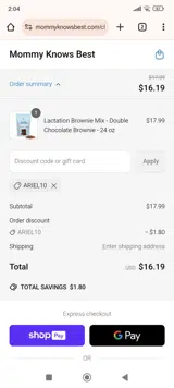 Ariel10 coupon verification screenshot