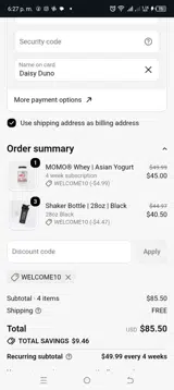 MOMO Fitness coupon verification screenshot
