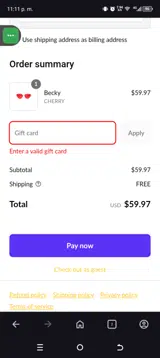 JFASE20 coupon verification screenshot