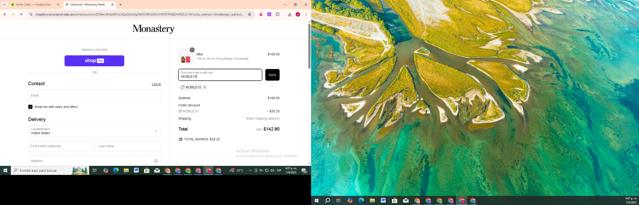 Monastery checkout page showing Monastery coupon code box | Screenshot taken by SimplyCodes community member on Jun 7, 2025