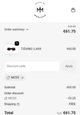 moncadaeyewear coupon verification screenshot