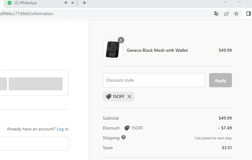 Money Clamp checkout page showing Money Clamp promo code box | Screenshot taken by SimplyCodes community member on Mar 24, 2022
