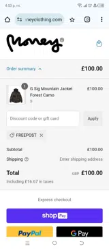 FREEPOST coupon verification screenshot