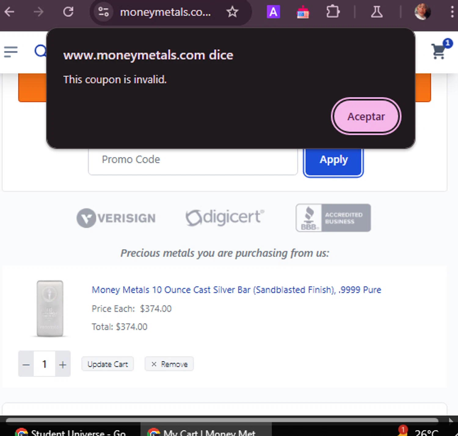 Money Metals Exchange promo code screenshot showing code RICETVX applied at Money Metals Exchange checkout page. Uploaded by SimplyCodes community member Sanchezcarol on Mar 15, 2025