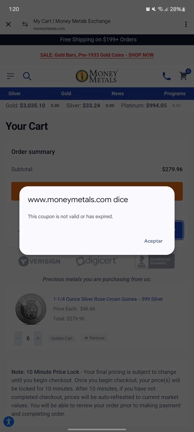 Money Metals Exchange promo code screenshot showing code JESSEDAY applied at Money Metals Exchange checkout page. Uploaded by SimplyCodes community member Brazzers on Mar 23, 2025