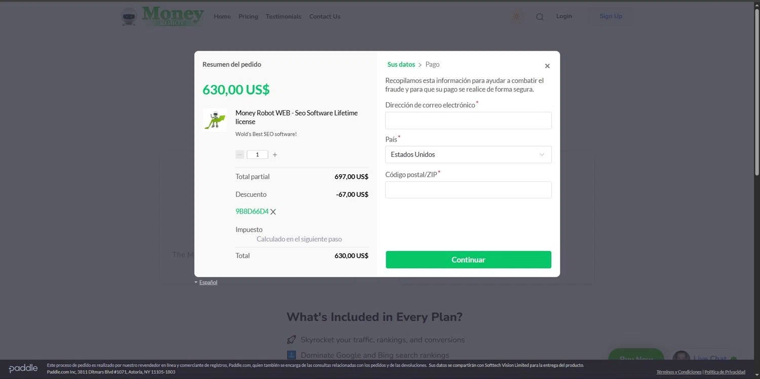 Money Robot discount code screenshot showing code 9B8D66D4 applied at Money Robot checkout page. Uploaded by SimplyCodes community member Depressive on Dec 2, 2025