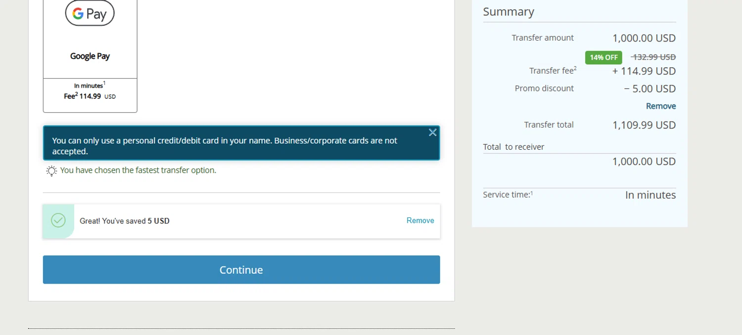 Western Union checkout page showing Western Union promo code box | Screenshot taken by SimplyCodes community member on Jan 18, 2026
