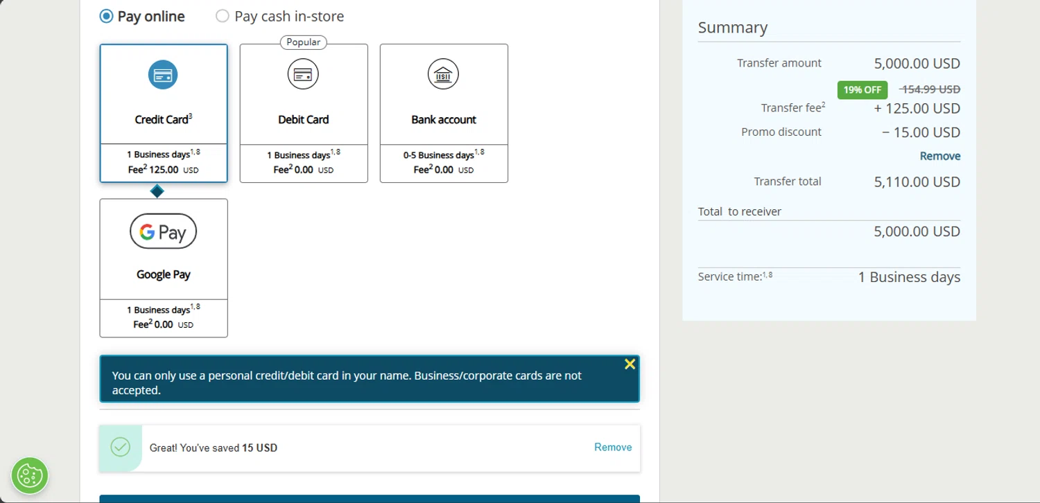 Western Union promo code screenshot showing code L2654 applied at Western Union checkout page. Uploaded by SimplyCodes community member Ricacocaina on Mar 28, 2025