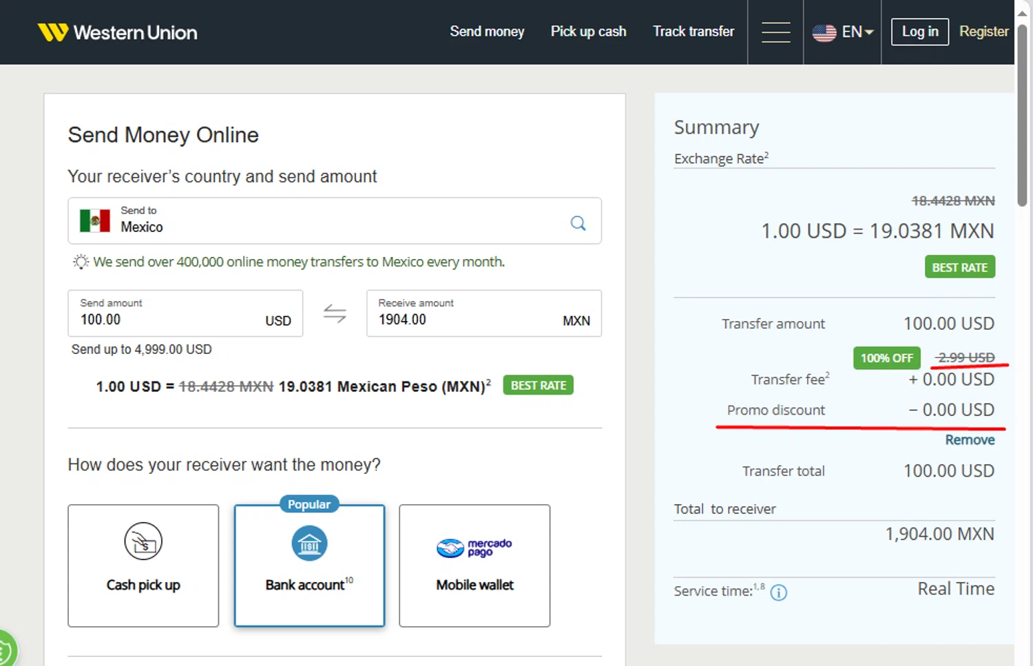 Western Union promo code screenshot showing code L2636 applied at Western Union checkout page. Uploaded by SimplyCodes community member Mikasa23 on Aug 19, 2025