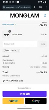 Discount10 coupon verification screenshot