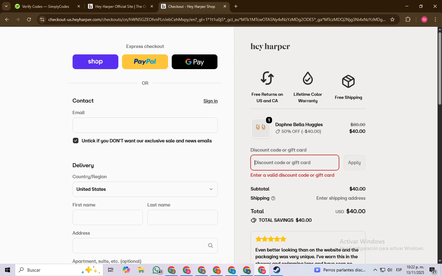 MongoDB promo code screenshot showing code Community50 applied at MongoDB checkout page. Uploaded by SimplyCodes community member CrownChaser949 on Nov 14, 2025