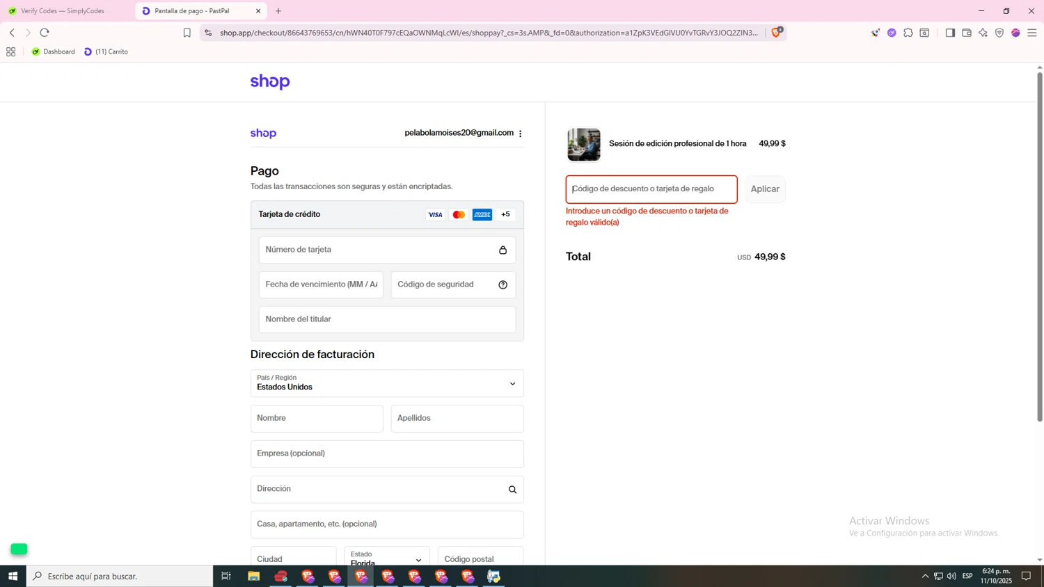 MongoDB promo code screenshot showing code SOCIAL50 applied at MongoDB checkout page. Uploaded by SimplyCodes community member 000000 on Oct 11, 2025
