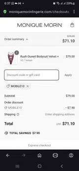 Mobile10 coupon verification screenshot
