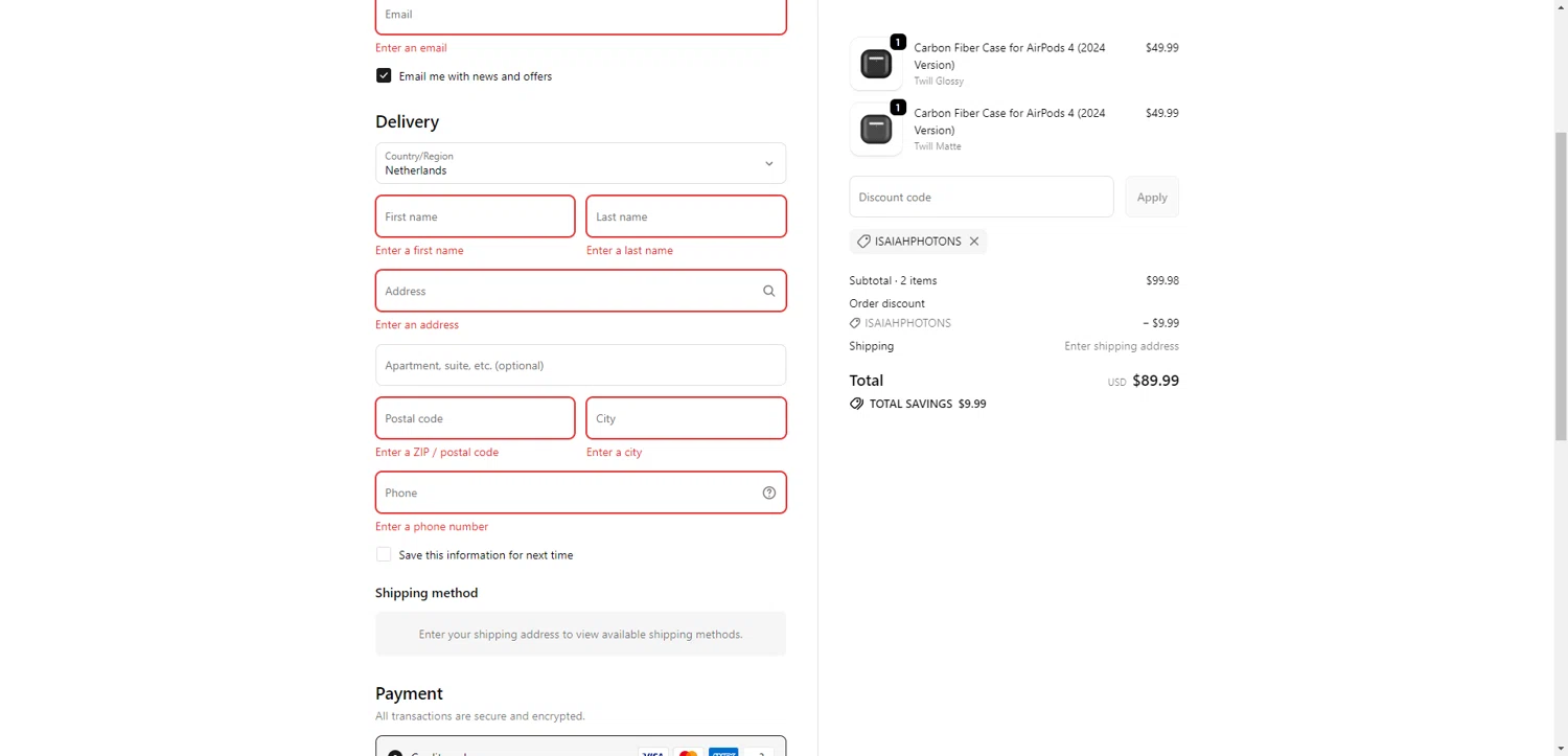 Monocarbon promo code screenshot showing code ISAIAHPHOTONS applied at Monocarbon checkout page. Uploaded by SimplyCodes community member PennyRanger8219 on Oct 18, 2025