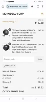 ROTA10 coupon verification screenshot