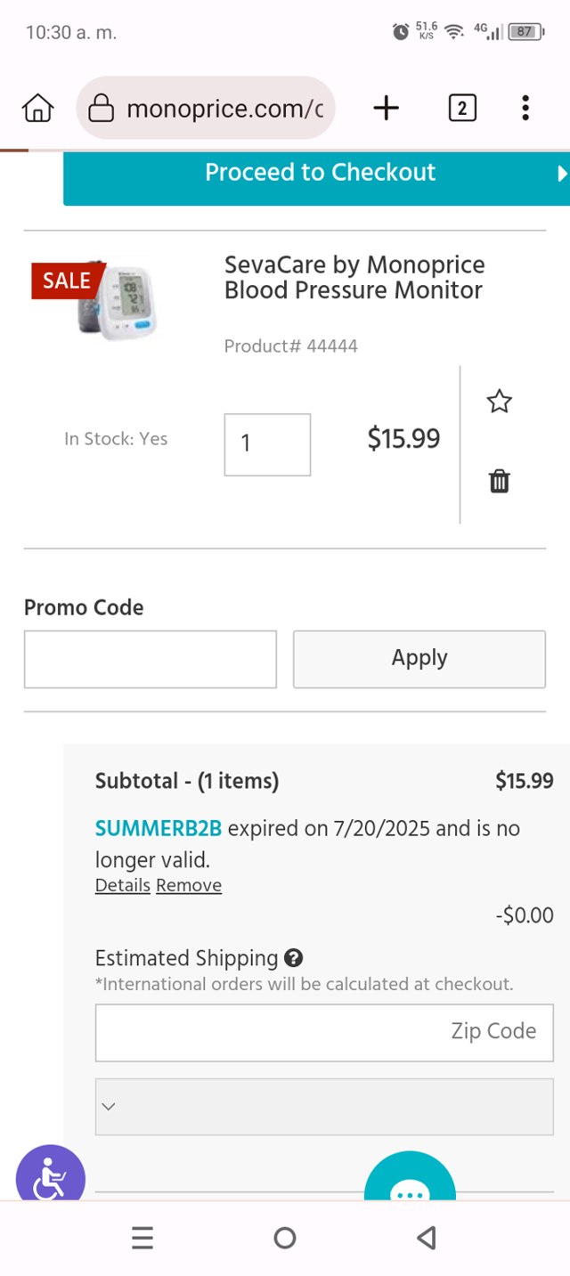 Monoprice checkout page showing Monoprice promo code box | Screenshot taken by SimplyCodes community member on Sep 6, 2025