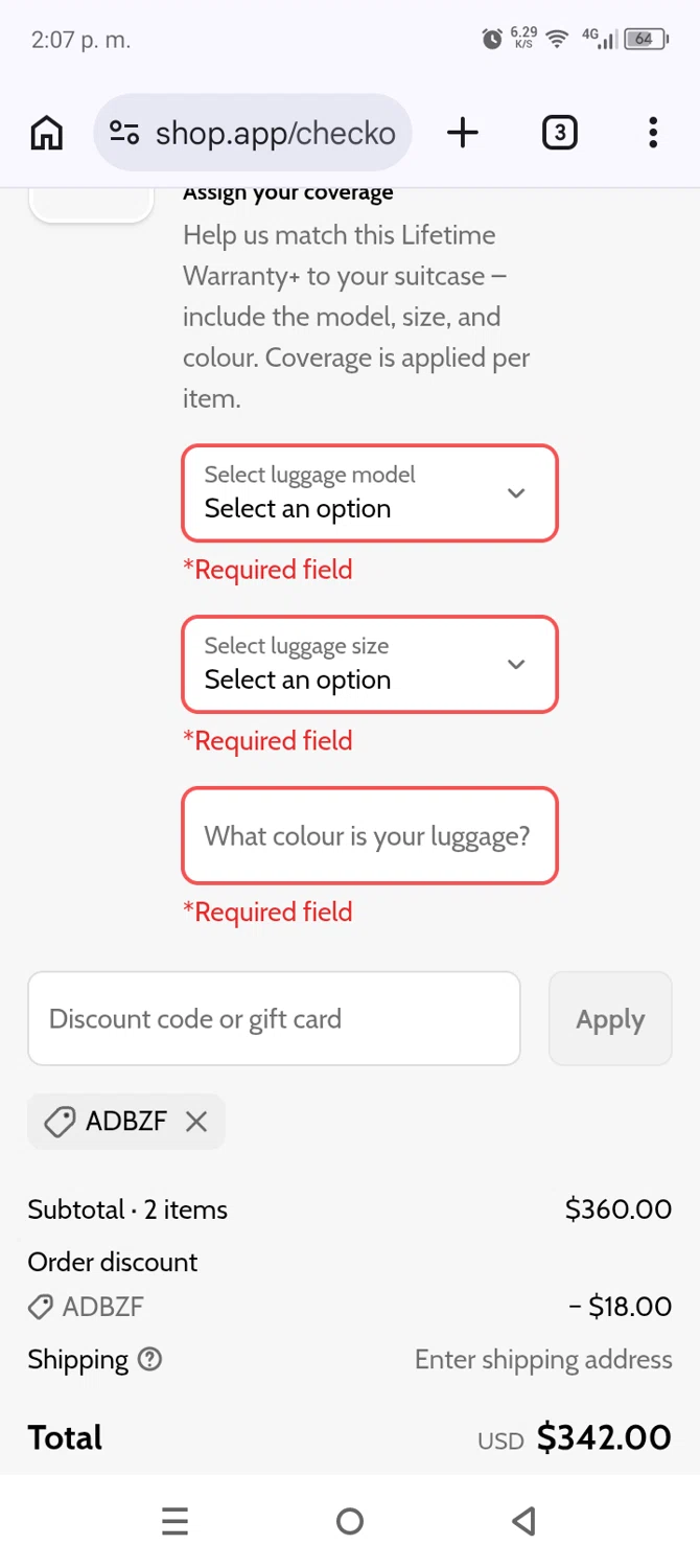 Monos promo code screenshot showing code ADBZF applied at Monos checkout page. Uploaded by SimplyCodes community member AnthonyGuapeton94 on Jun 17, 2026