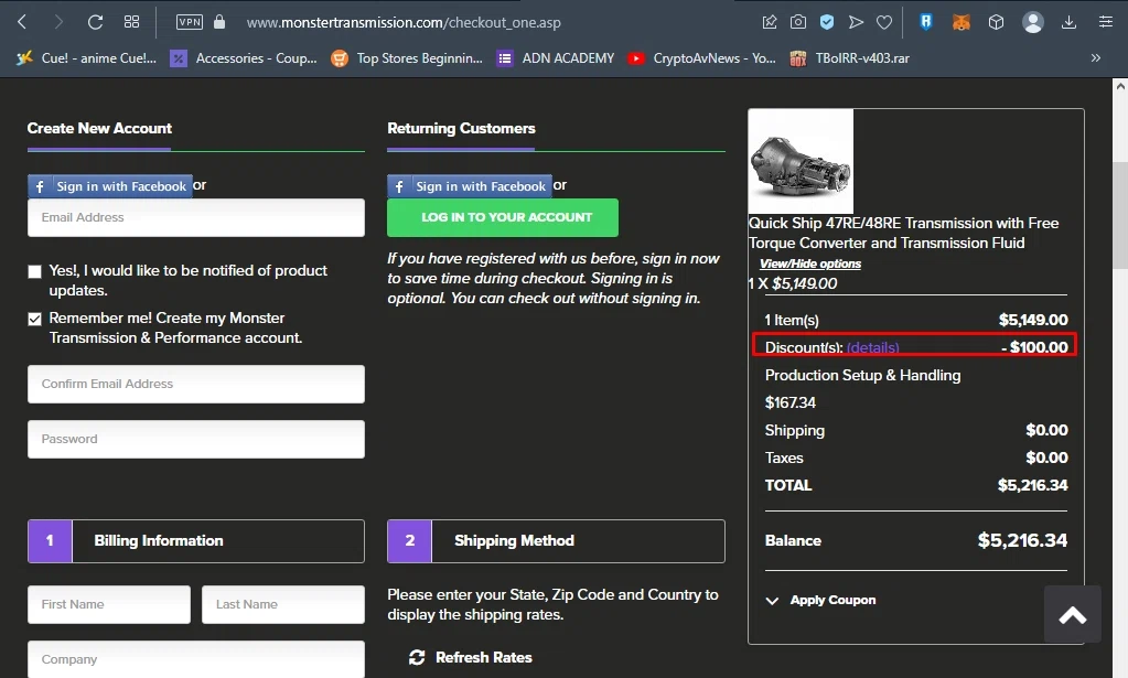 how to use Monster Transmission coupons