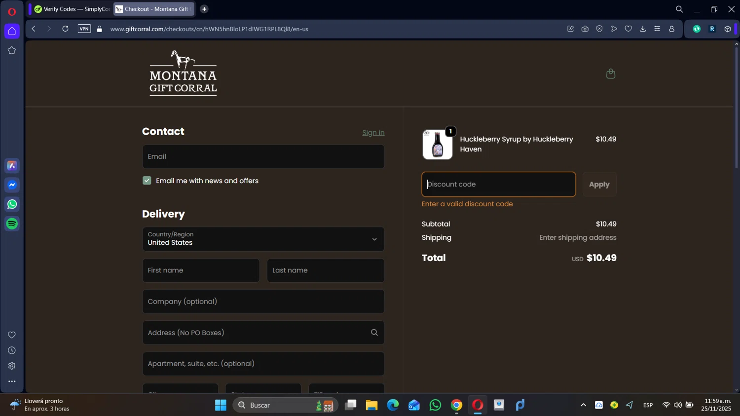 Montana Gift Corral discount code screenshot showing code NOV15 applied at Montana Gift Corral checkout page. Uploaded by SimplyCodes community member DiscountSleuth2229 on Nov 25, 2025