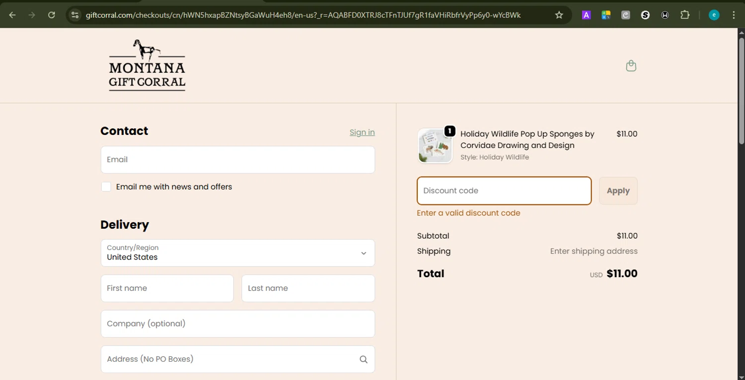 Montana Gift Corral discount code screenshot showing code NOV15 applied at Montana Gift Corral checkout page. Uploaded by SimplyCodes community member LOVECOUPON on Nov 25, 2025