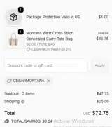 CESARMONTANA coupon verification screenshot