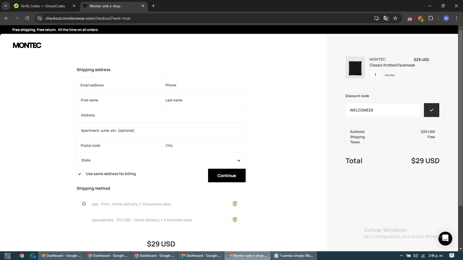 Montecwear checkout page showing Montecwear discount code box | Screenshot taken by SimplyCodes community member on Oct 27, 2024