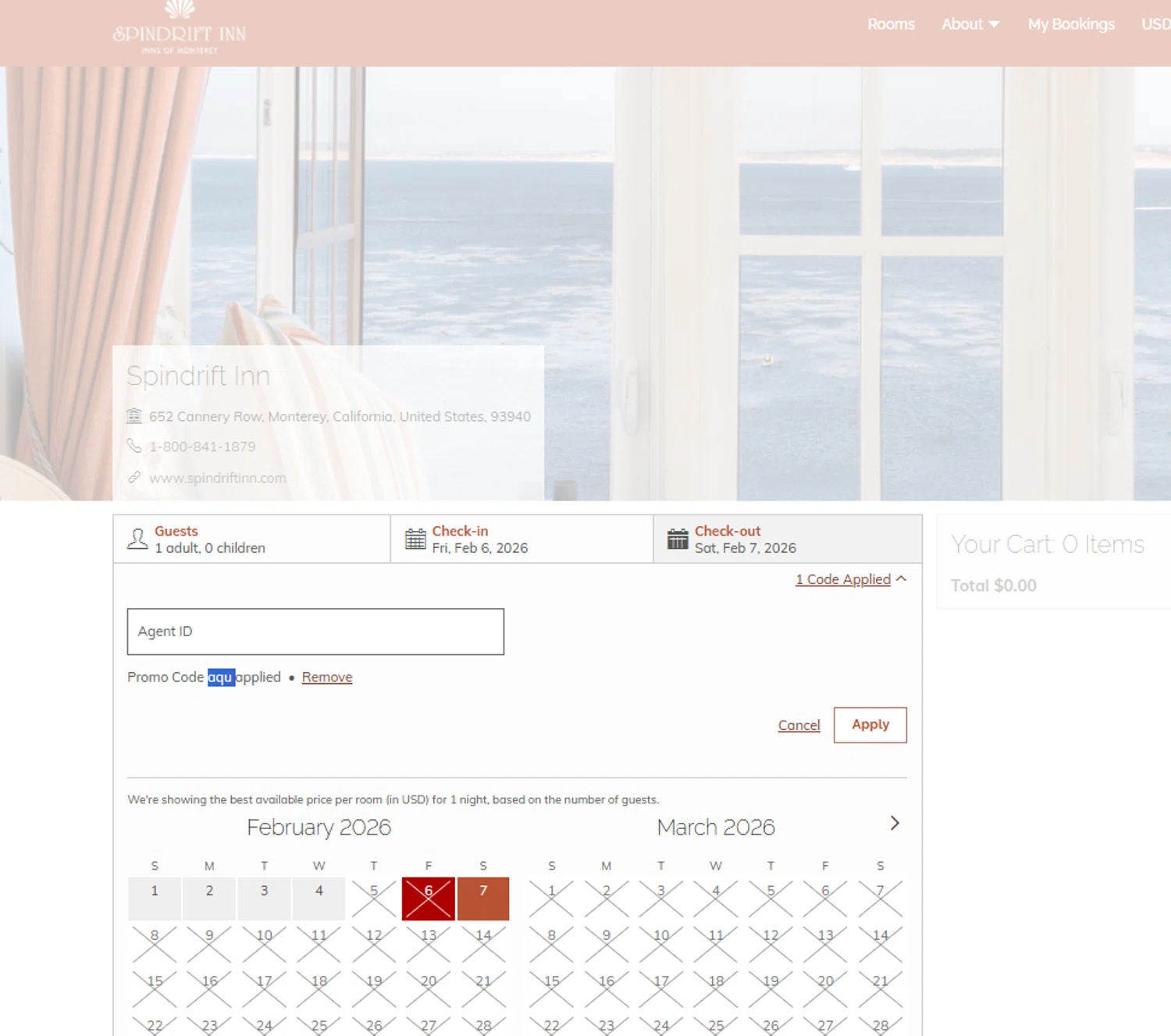 Monterey Bay Aquarium promo code screenshot showing code aqu applied at Monterey Bay Aquarium checkout page. Uploaded by SimplyCodes community member Dejadepicharme on Feb 6, 2026