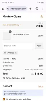 MONT60 coupon verification screenshot