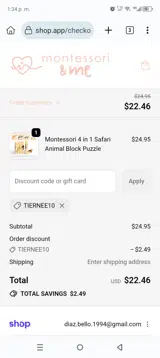 TIERNEE10 coupon verification screenshot