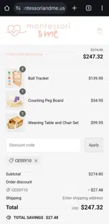CESSY10 coupon verification screenshot